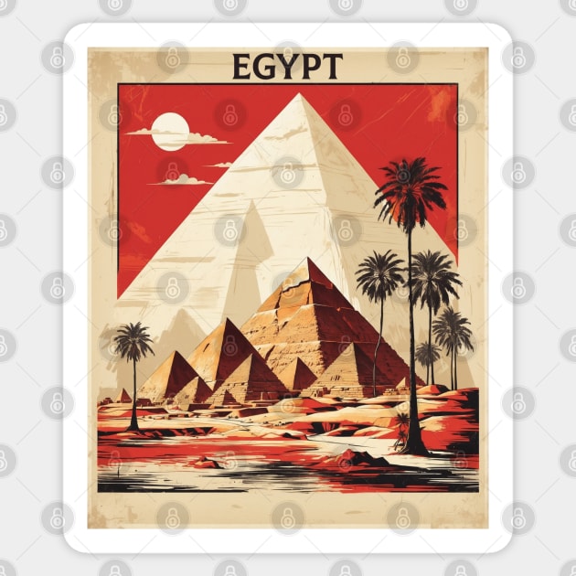 Pyramids of Giza Egypt Vintage Tourism Poster Sticker by TravelersGems